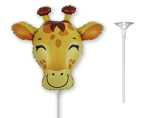 BALON ŻYRAFA BRĄZOWY 14'' 36cm + PATYK