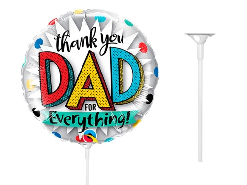 BALON THANK YOU DAD SREBRNY 9" 23cm + PATYK