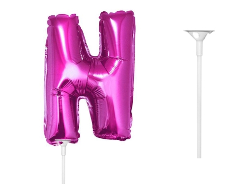 BALON LITERA N RÓŻOWY 14'' 36cm + PATYK