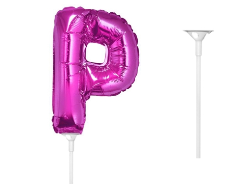 BALON LITERA P RÓŻOWY 14'' 36cm + PATYK