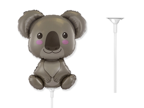 BALON MIŚ KOALA SZARY 14'' 36cm + PATYK