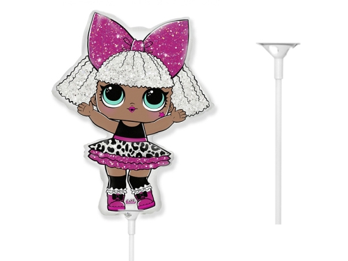 BALON DIVA LOL SURPRISE RÓŻOWY 14'' 36cm + PATYK