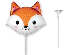 BALON LISEK BIAŁO-POMARAŃCZOWY 14'' 36cm + PATYK