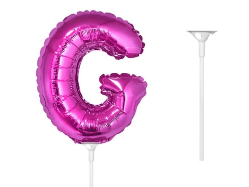 BALON LITERA G RÓŻOWY 14'' 36cm + PATYK