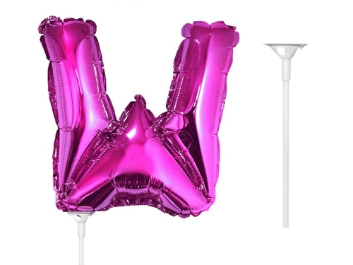 BALON LITERA W RÓŻOWY 14'' 36cm + PATYK