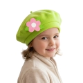 BERET KWIATEK POLAROWY JASNOZIELONO-RÓŻOWY