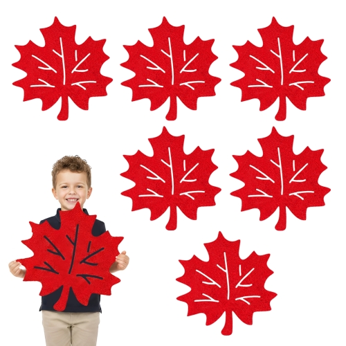 ZESTAW MAXI FRONTÓW LIŚĆ KLONU FILCOWY CZERWONY 40x36cm 6szt