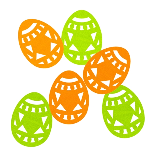 ZESTAW FRONTÓW PISANKI FILCOWY POMARAŃCZOWO-ZIELONE 6cm 6szt