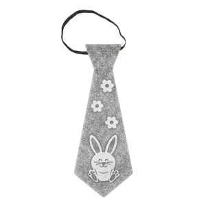 KRAWAT KRÓLICZEK KWIATKI FILCOWY SZARY