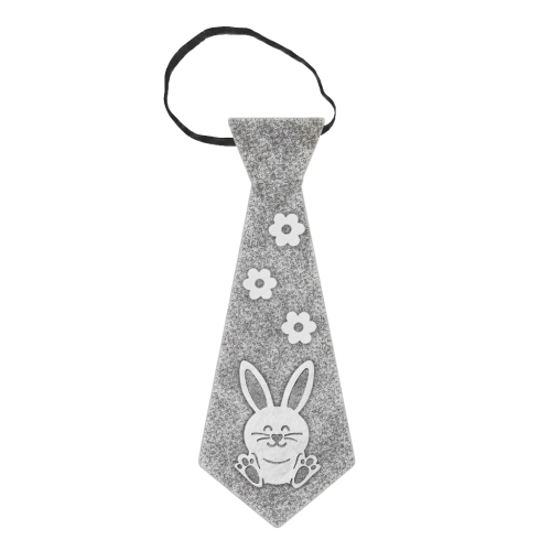 KRAWAT KRÓLICZEK KWIATKI FILCOWY SZARY