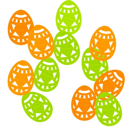 ZESTAW FRONTÓW PISANKI FILCOWY POMARAŃCZOWO-ZIELONE 6cm 12szt