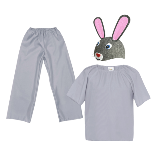 ZESTAW ZAJĄCZEK SZARO-RÓŻOWY 116-128 3el