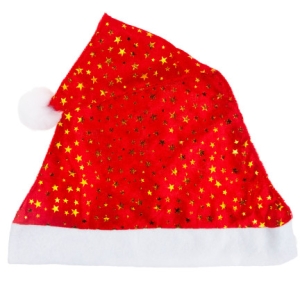 CZAPKA MIKOŁAJA GWIAZDKI CZERWONO-ZŁOTA