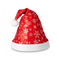 CZAPKA MIKOŁAJA ŚNIEŻYNKI CZERWONO-SREBRNA