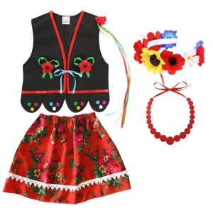 ZESTAW KRAKOWIANKA CZARNO-CZERWONY 116-128 4el