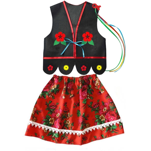 ZESTAW KRAKOWIANKA CZARNO-CZERWONY 116-128 2el