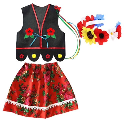 ZESTAW KRAKOWIANKA CZARNO-CZERWONY 116-128