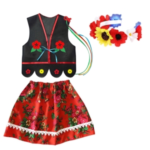 ZESTAW KRAKOWIANKA CZARNO-CZERWONY 146-158 3el