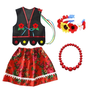 ZESTAW KRAKOWIANKA CZARNO-CZERWONY 146-158 4el