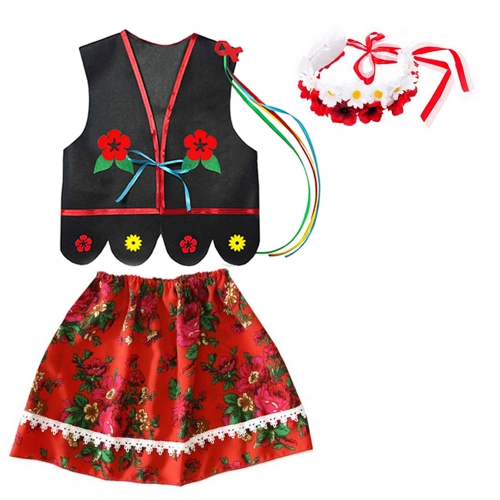 ZESTAW KRAKOWIANKA CZARNO-CZERWONY 116-128 3el