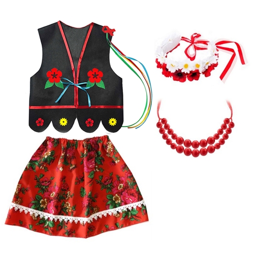 ZESTAW KRAKOWIANKA CZARNO-CZERWONY 116-128 4el