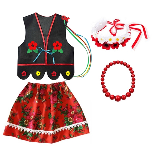 ZESTAW KRAKOWIANKA CZARNO-CZERWONY 116-128 4el