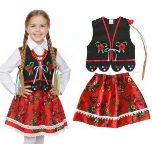 ZESTAW KRAKOWIANKA CZARNO-CZERWONY 134-140 2el