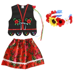 ZESTAW KRAKOWIANKA CZARNO-CZERWONY 134-140 3el