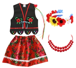 ZESTAW KRAKOWIANKA CZARNO-CZERWONY 134-140 4el