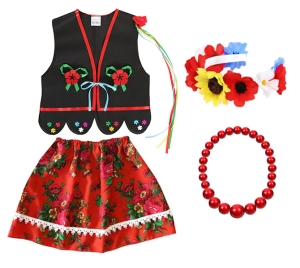 ZESTAW KRAKOWIANKA CZARNO-CZERWONY 134-140 4el