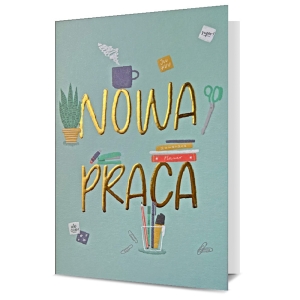 KARTKA NOWA PRACA PRZYBORY BIUROWE NIEBIESKA 19x13cm