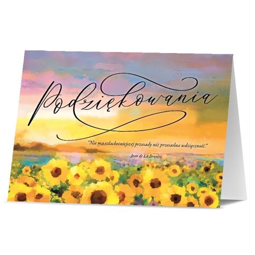 KARTKA PODZIĘKOWANIA ZACHÓD SŁOŃCA SŁONECZNIKI 17x12cm