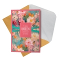 KARTKA URODZINOWA KWIATY RÓŻOWO-PASTELOWA 17x12cm