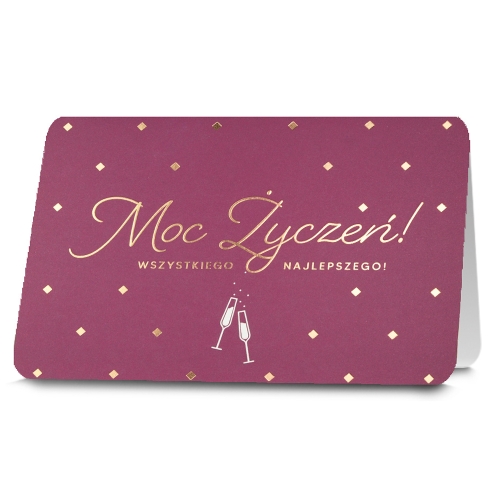 KARTKA URODZINOWA MOC ŻYCZEŃ KIELISZKI BORDOWA 19x13cm