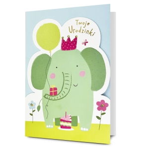 KARTKA URODZINOWA TWOJE URODZINKI SŁONIK 19x13cm