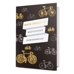 KARTKA URODZINOWA ROWER WSZYSTKIEGO ROWEROWEGO CZARNA 19x13cm