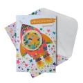 KARTKA URODZINOWA RAKIETA KONFETTI BIAŁA 19x13cm