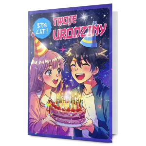 KARTKA URODZINOWA TWOJE URODZINY MANGA GRANATOWA 17x12cm