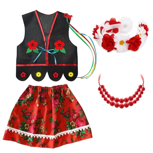 ZESTAW KRAKOWIANKA CZARNO-CZERWONY 116-128 4el