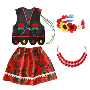 ZESTAW KRAKOWIANKA CZARNO-CZERWONY 146-158 4el