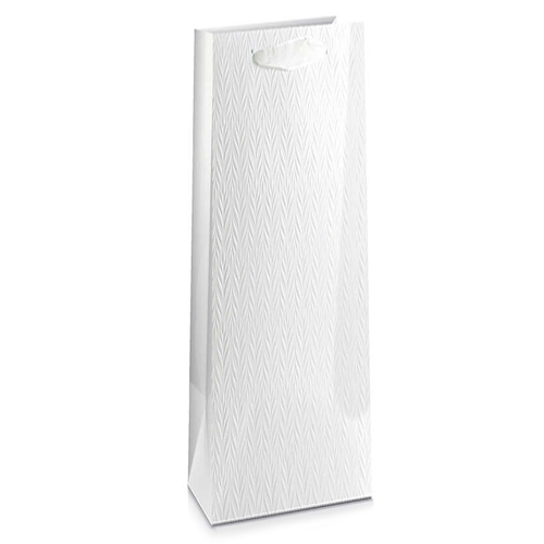 TOREBKA PREZENTOWA LISTKI TŁOCZONA BIAŁA 36x11cm