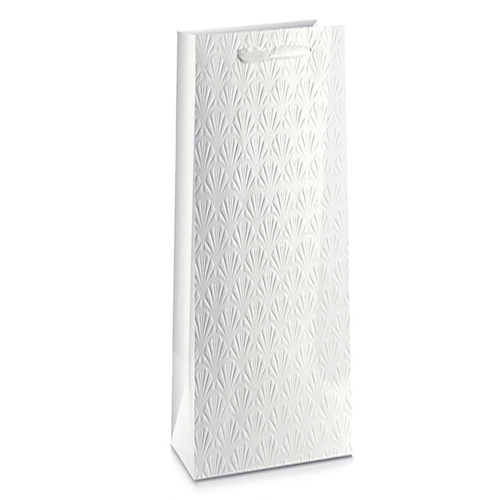 TOREBKA PREZENTOWA MUSZELKI TŁOCZONA BIAŁA 36x11cm