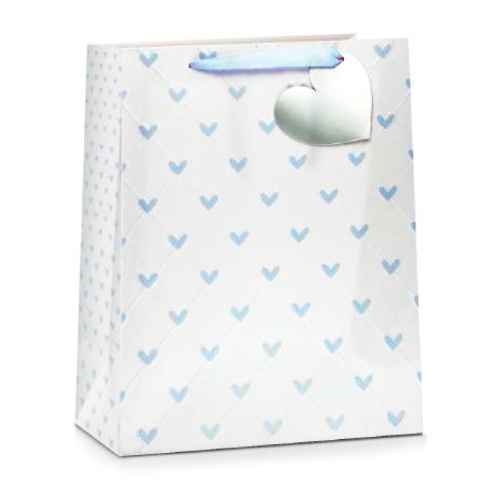 TOREBKA PREZENTOWA SERDUSZKA BIAŁO-BŁĘKITNA 45x33cm