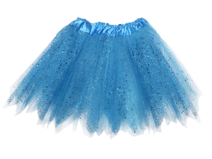 SPÓDNICZKA TIULOWA BROKAT NIEBIESKA 30cm