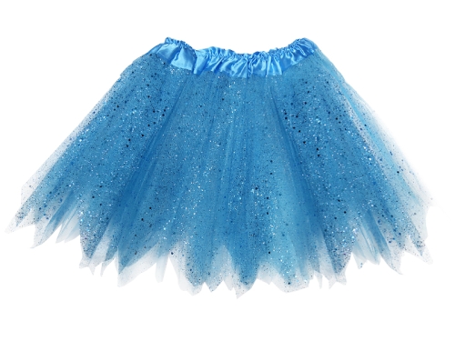 SPÓDNICZKA TIULOWA BROKAT NIEBIESKA 30cm