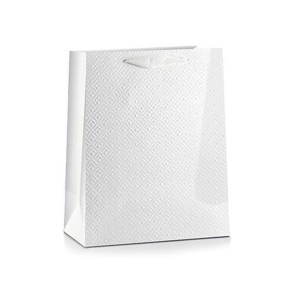 TOREBKA PREZENTOWA ROMBY TŁOCZONA BIAŁA 23x18cm