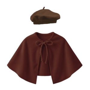 ZESTAW PELERYNA I BERET BRĄZOWY L/XL 2el