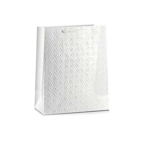 TOREBKA PREZENTOWA MUSZELKI TŁOCZONA BIAŁA 32x26cm