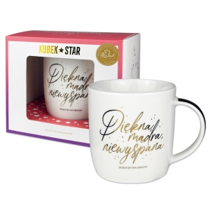 KUBEK PIĘKNA MĄDRA NIEWYSPANA BIAŁY 350ml