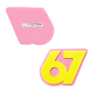 PRZYPINKA SIX SEVEN 67 FILCOWY RÓŻOWO-ŻÓŁTY 7,5x6cm